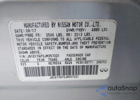 2018 Infiniti Q50 3.0T Luxe из США, поврежденный, VIN JN1EV7AP0JM357221